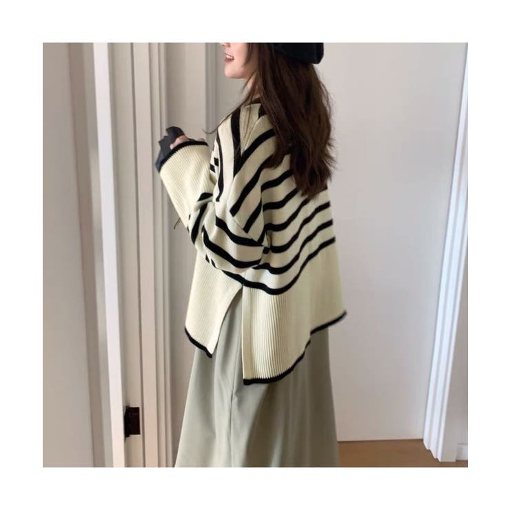 大人カジュアルなサイドスリットボーダーニット Aライン 体型カバー | maison de LATIR | 詳細画像3 