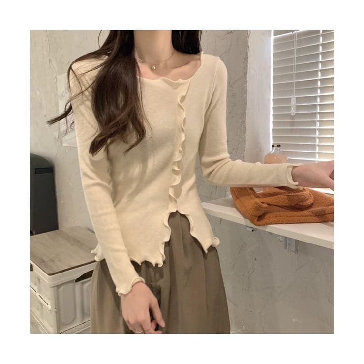 コーデを華やかにするフリルデザインニットトップス スリット 冬 | maison de LATIR | 詳細画像3 