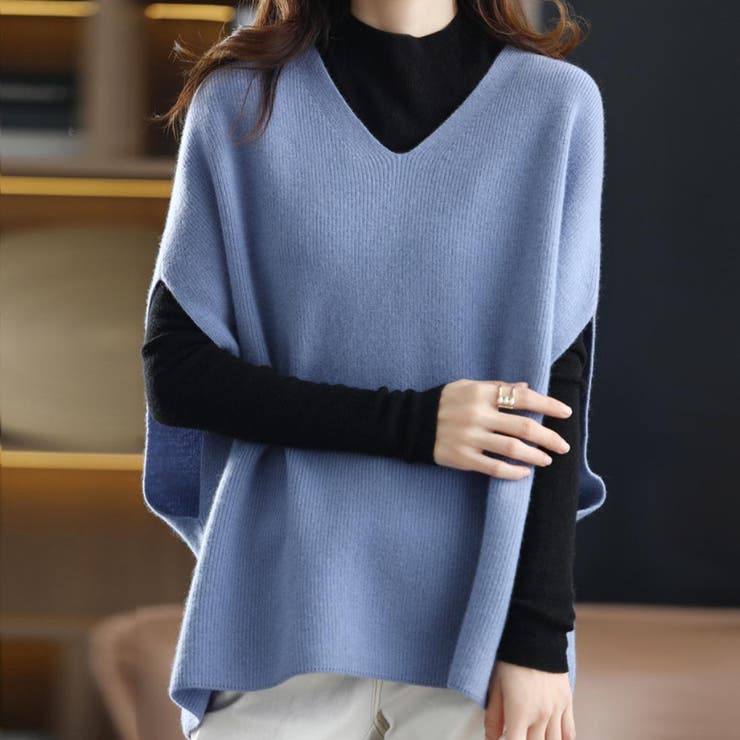 トレンド感あふれるレイヤードアイテム！Vネックドルマンニットベスト ニットジレ … | maison de LATIR | 詳細画像7 