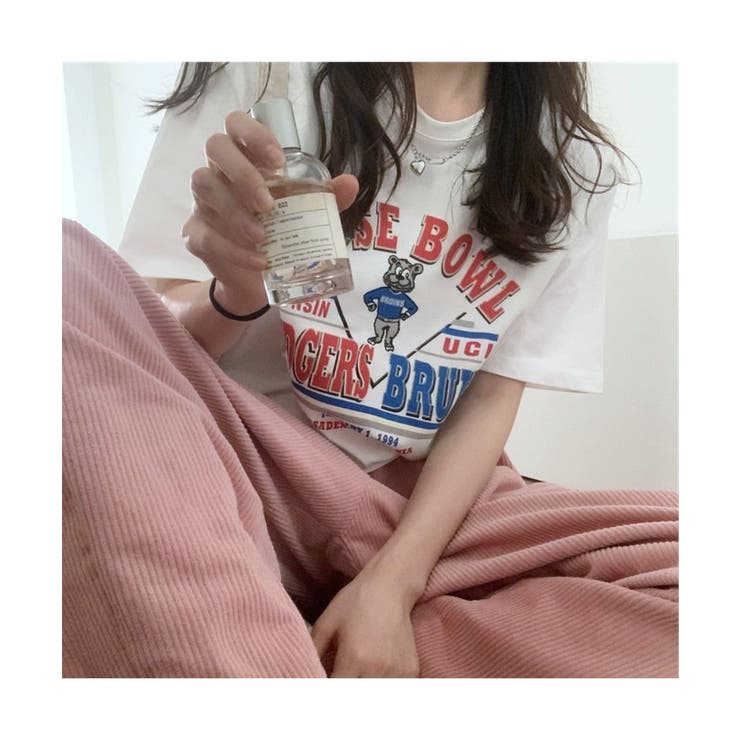 カジュアルプリントが可愛いコットンTシャツ くま バラ | maison de LATIR | 詳細画像4 