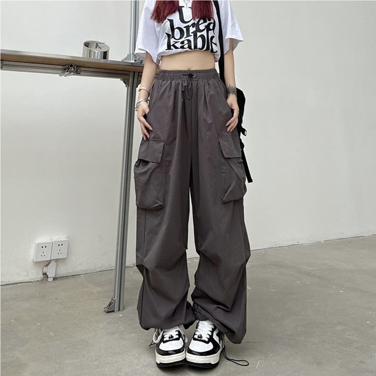 カーゴパンツ グレー フリル付き カーゴパンツ グレー フリル付き