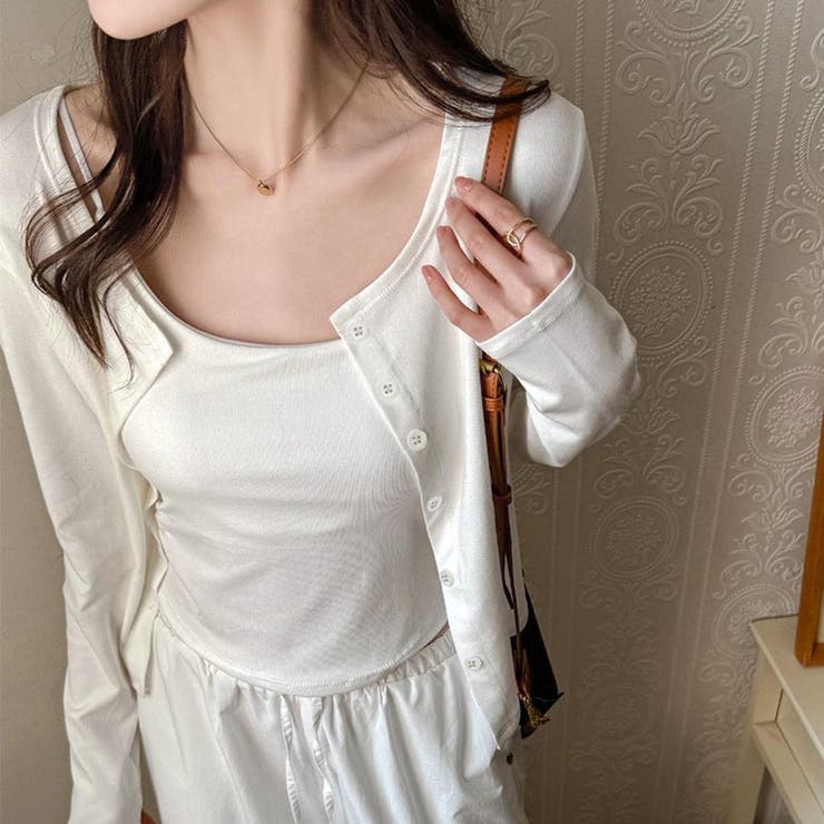 ホワイト | さらっと羽織れて着まわしやすい、ベーシックなクルーネック春カーディガン 春 春服 | maison de LATIR