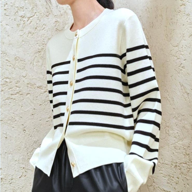 スタイリングに合わせやすい上品なカーディガン トップス ボーダー | maison de LATIR | 詳細画像2 