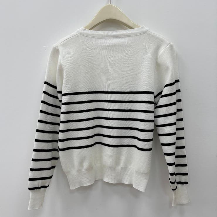 スタイリングに合わせやすい上品なカーディガン トップス ボーダー | maison de LATIR | 詳細画像11 