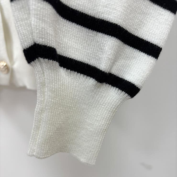 スタイリングに合わせやすい上品なカーディガン トップス ボーダー | maison de LATIR | 詳細画像14 