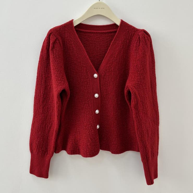 ラメ入り上品で大人かわいい長袖クロップドペプラムカーディガン パール ショート | maison de LATIR | 詳細画像7 