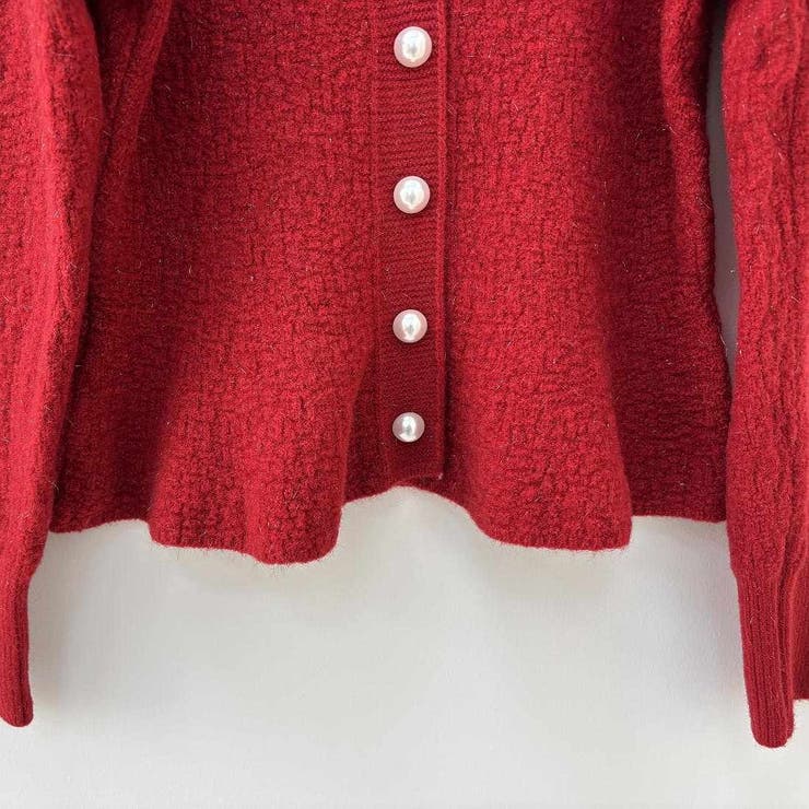 ラメ入り上品で大人かわいい長袖クロップドペプラムカーディガン パール ショート | maison de LATIR | 詳細画像13 