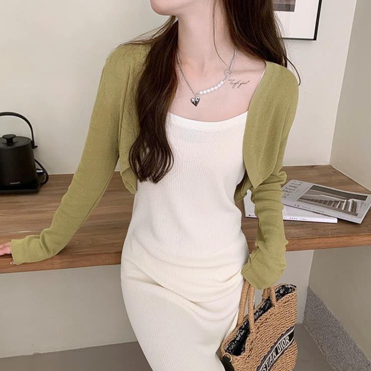 ライトグリーン | 冬のレイヤードにおすすめ長袖カーディガン 羽織 トップス | maison de LATIR