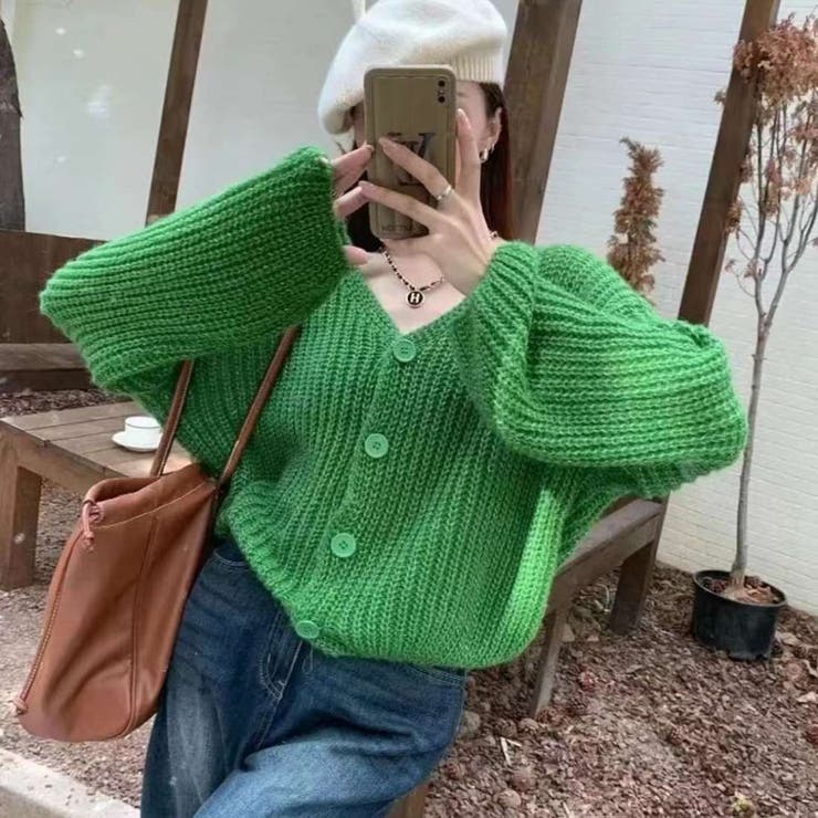 羽織るだけで、こなれ感Vネックニットカーディガン 春服 立体感 | maison de LATIR | 詳細画像6 