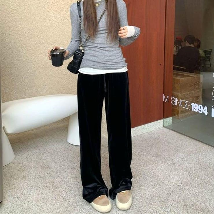 モードな気分ベロアワイドパンツ ワイド ルーズ | maison de LATIR | 詳細画像9 