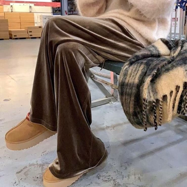 モードな気分ベロアワイドパンツ ワイド ルーズ | maison de LATIR | 詳細画像1 