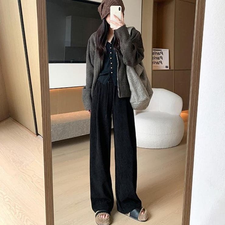 オフィスカジュアルなレディースコーデュロイワイドパンツ ボトム オフィスカジュアル | maison de LATIR | 詳細画像3 