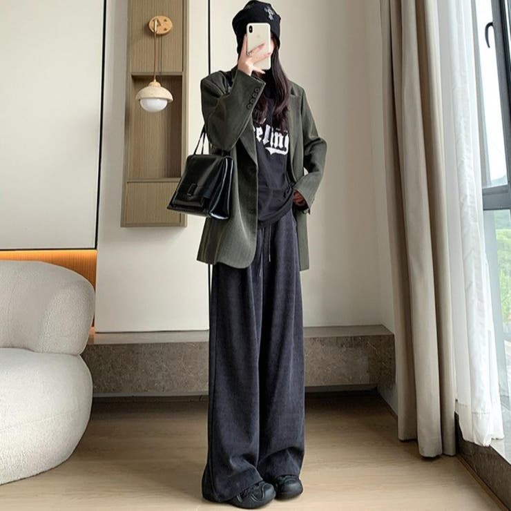 オフィスカジュアルなレディースコーデュロイワイドパンツ ボトム オフィスカジュアル | maison de LATIR | 詳細画像4 