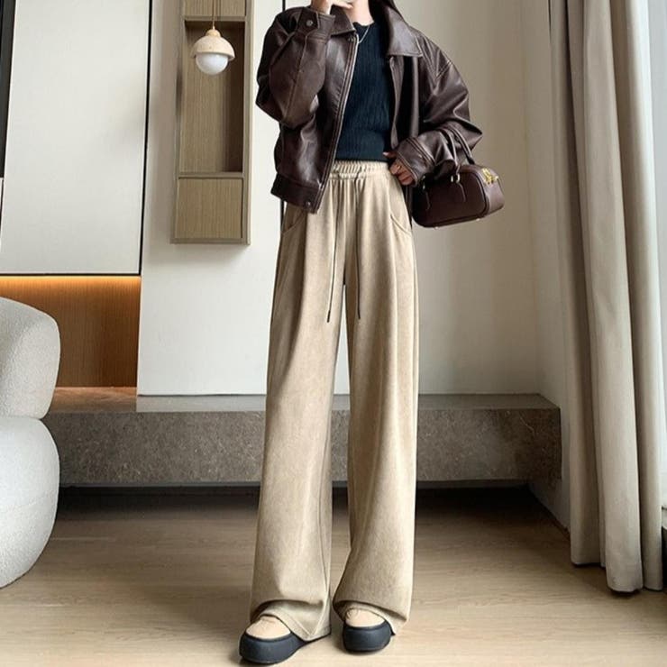 オフィスカジュアルなレディースコーデュロイワイドパンツ ボトム オフィスカジュアル | maison de LATIR | 詳細画像8 