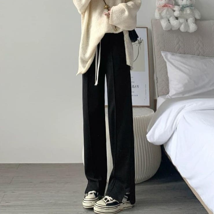 ブラック | 動きやすさも今っぽさもちょうどいいスエットスラックス ラガー 立体感 | maison de LATIR