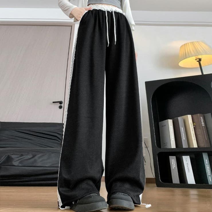 ラクなのに今っぽい。頼れるレイヤード調レースワイドパンツ ボトム フルレングス | maison de LATIR | 詳細画像4 