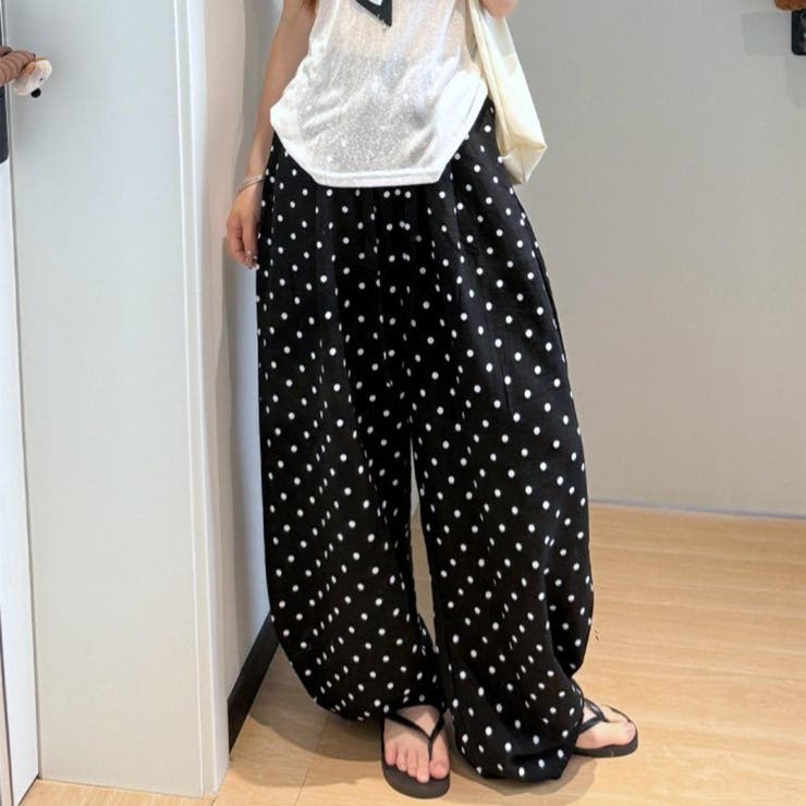 さらりと纏う、抜け感ナチュラル。リネンドットパンツ ワイドパンツ レディース | maison de LATIR | 詳細画像3 
