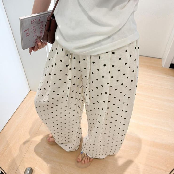 さらりと纏う、抜け感ナチュラル。リネンドットパンツ ワイドパンツ レディース | maison de LATIR | 詳細画像5 