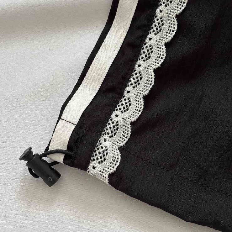 ラクなのにおしゃれ見えする夏服ナイロンワイドパンツ。サイドラインレースワイドパン… | maison de LATIR | 詳細画像16 