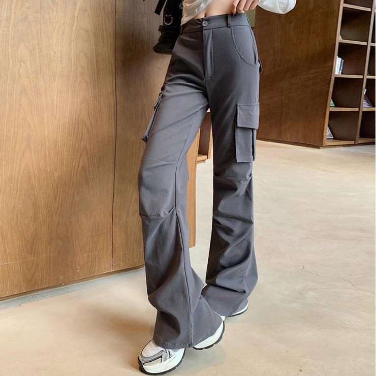 カーゴディテールでシンプルコーデを格上げ、夏服フレアワイドパンツ 。カーゴパンツ… | maison de LATIR | 詳細画像6 