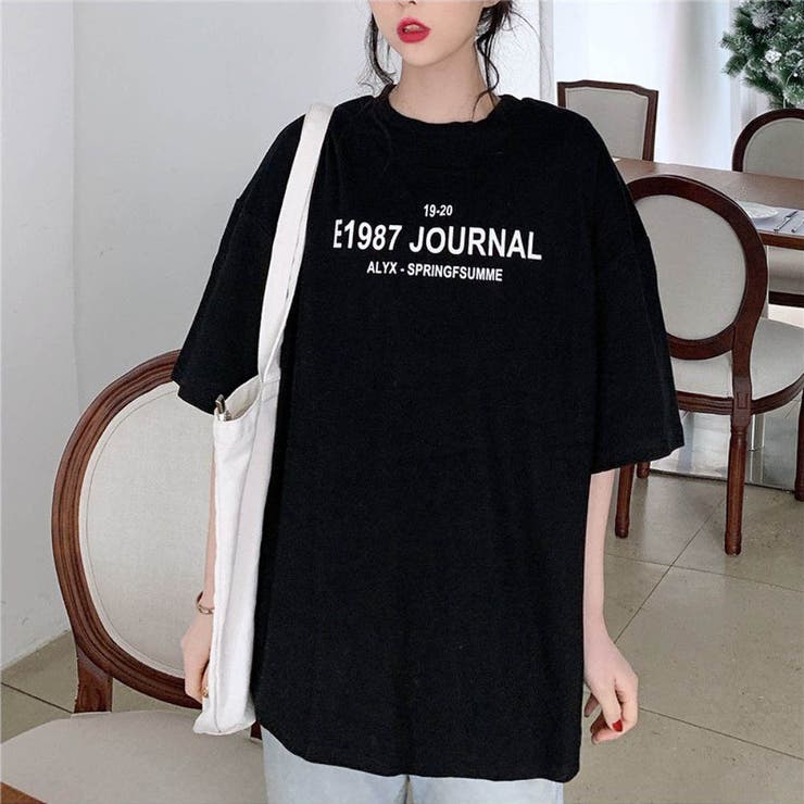 ブラック | 英字ロゴがBIGTシャツ オーバーサイズ 半袖 | maison de LATIR