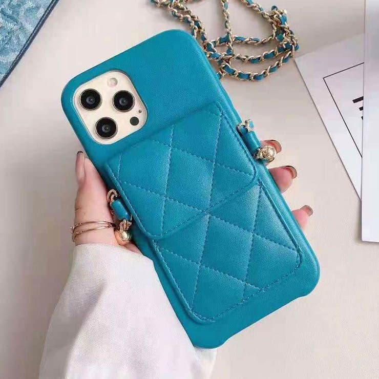 ブルー | 上品な雰囲気を楽しむキルティングポケット付きスマホケースショルダー スマホカバー… | maison de LATIR