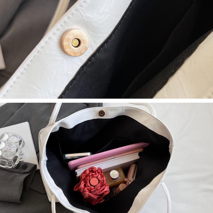 大きめサイズで通勤にもおすすめのレザー調トートバッグ フェイクレザー A4サイズ | maison de LATIR | 詳細画像11 