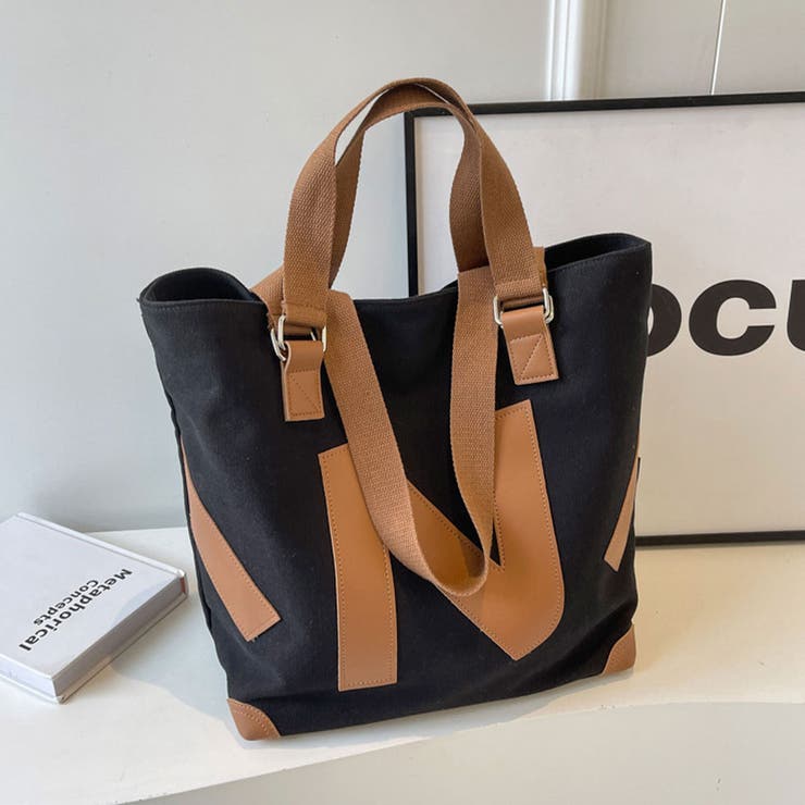 ブラック×ブラウン | 2wayキャンバストートバッグ バッグ トートバッグ | maison de LATIR