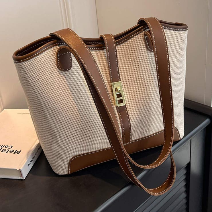 ブラウン | 大容量キャンバスショルダートート バッグ トートバッグ | maison de LATIR