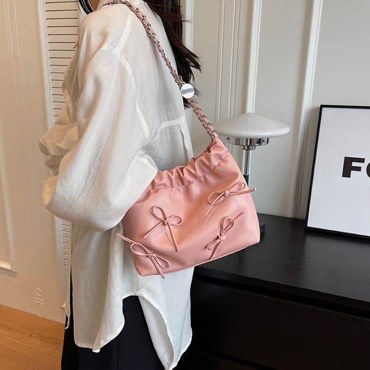 リボン付きフェイクレザーのチェーンショルダー ショルダーバッグ リボン | maison de LATIR | 詳細画像9 