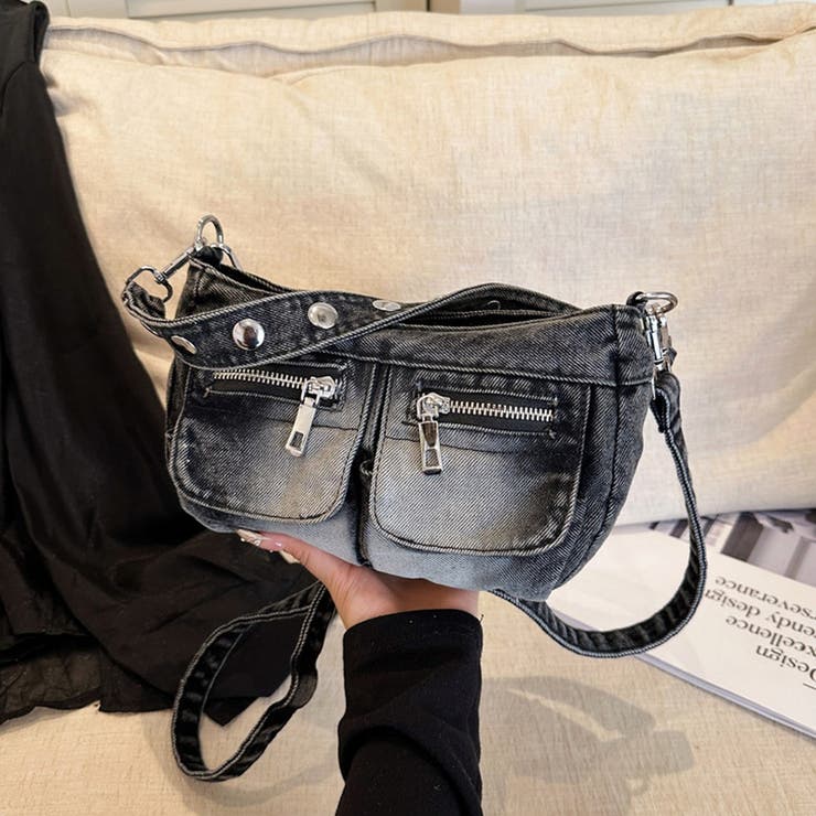 色落ちデニムがこなれた印象を添える、ポケット付きバッグ ショルダーバッグ レディ… | maison de LATIR | 詳細画像8 