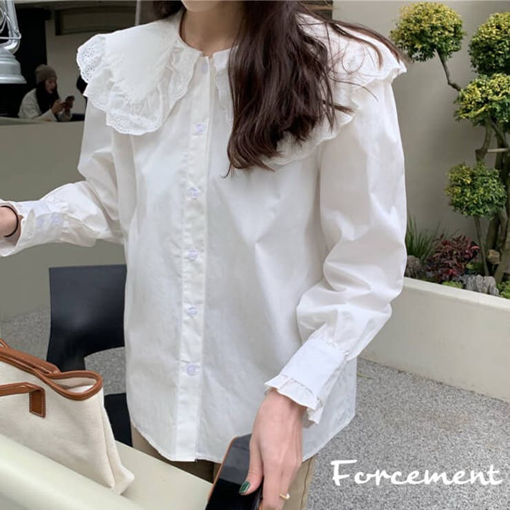 ビッグ襟が可愛いフリルブラウス ホワイト 可愛い 品番 Msdl Forcement フォースメント のレディースファッション通販 Shoplist ショップリスト