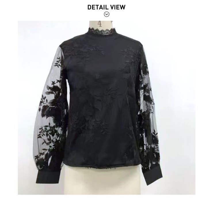 華やかな存在感を漂わせるフラワー刺繍レース長袖ブラウス ハイネック 裏地付き | maison de LATIR | 詳細画像11 