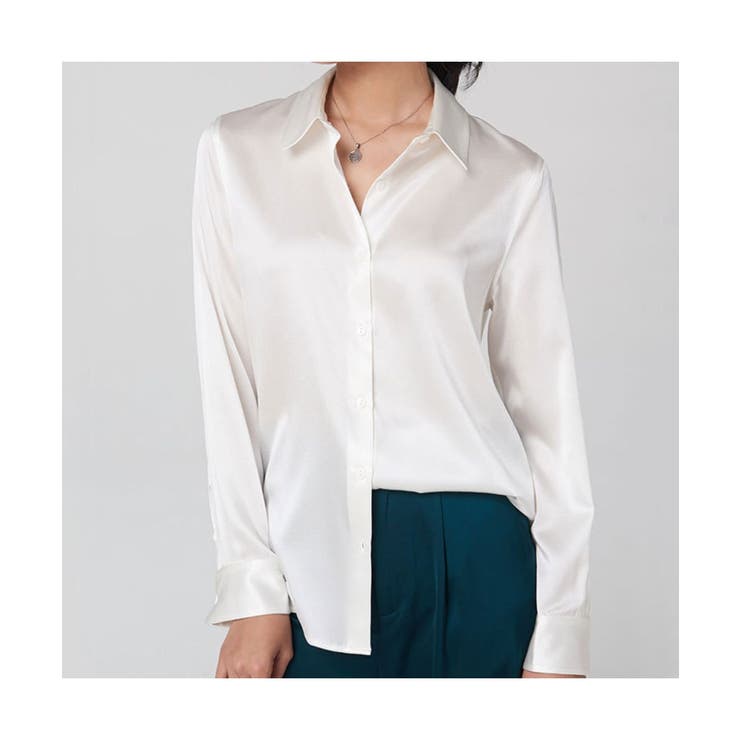 サテン素材でかっこよく着られる大人シャツ サテン オンオフ問わず使える | maison de LATIR | 詳細画像2 