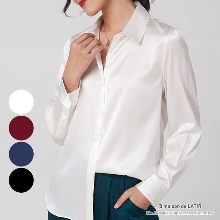 サテン素材でかっこよく着られる大人シャツ サテン オンオフ問わず使える | maison de LATIR | 詳細画像1 
