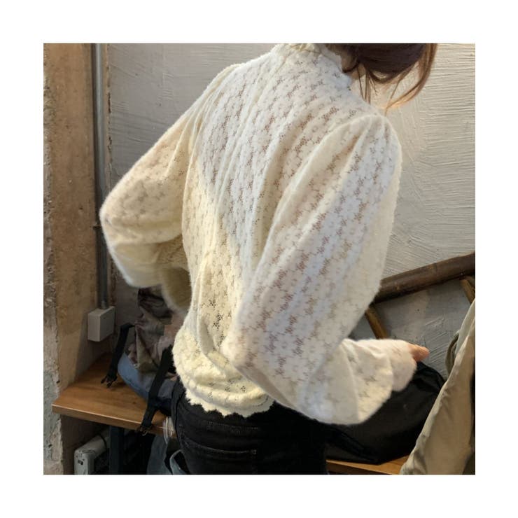 女性らしいレースデザインが映えるブラウス ハイネック シャツ | maison de LATIR | 詳細画像4 