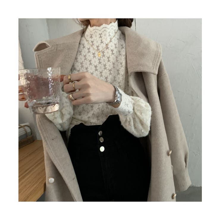 女性らしいレースデザインが映えるブラウス ハイネック シャツ | maison de LATIR | 詳細画像9 