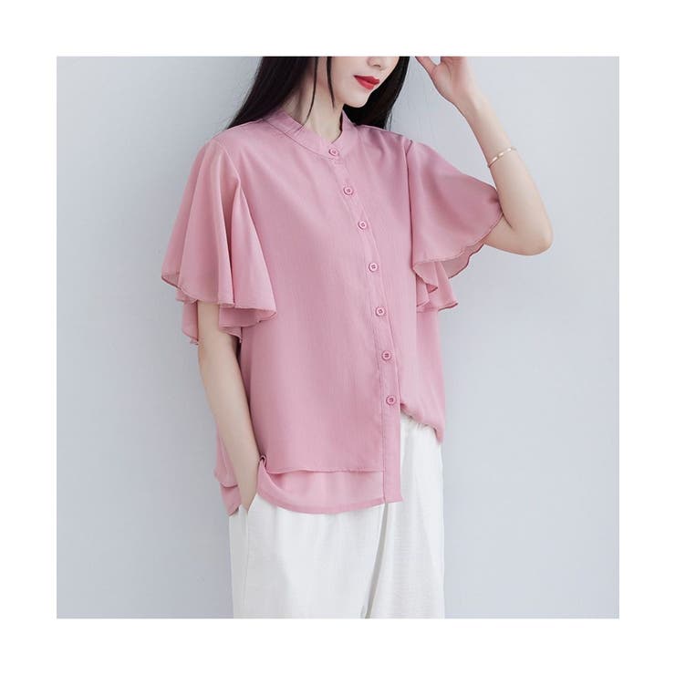 ふんわり感が可愛いフリル袖トップス 半袖 フロントボタン | maison de LATIR | 詳細画像2 