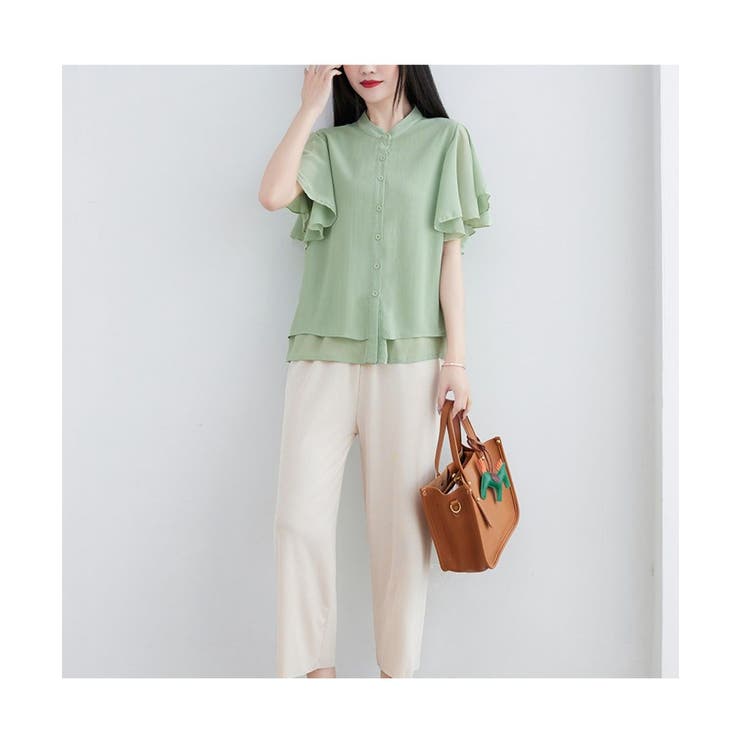 ふんわり感が可愛いフリル袖トップス 半袖 フロントボタン | maison de LATIR | 詳細画像5 