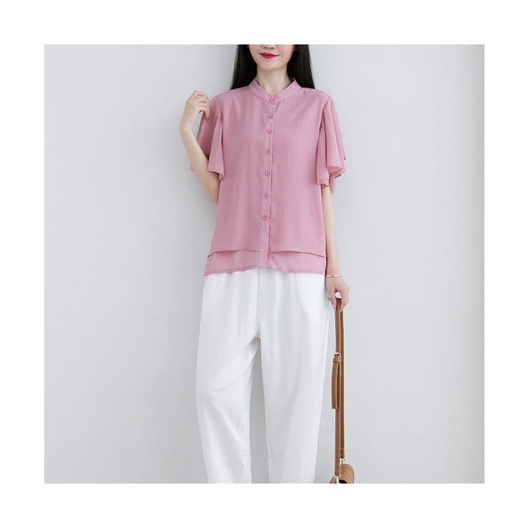 ふんわり感が可愛いフリル袖トップス 半袖 フロントボタン | maison de LATIR | 詳細画像9 