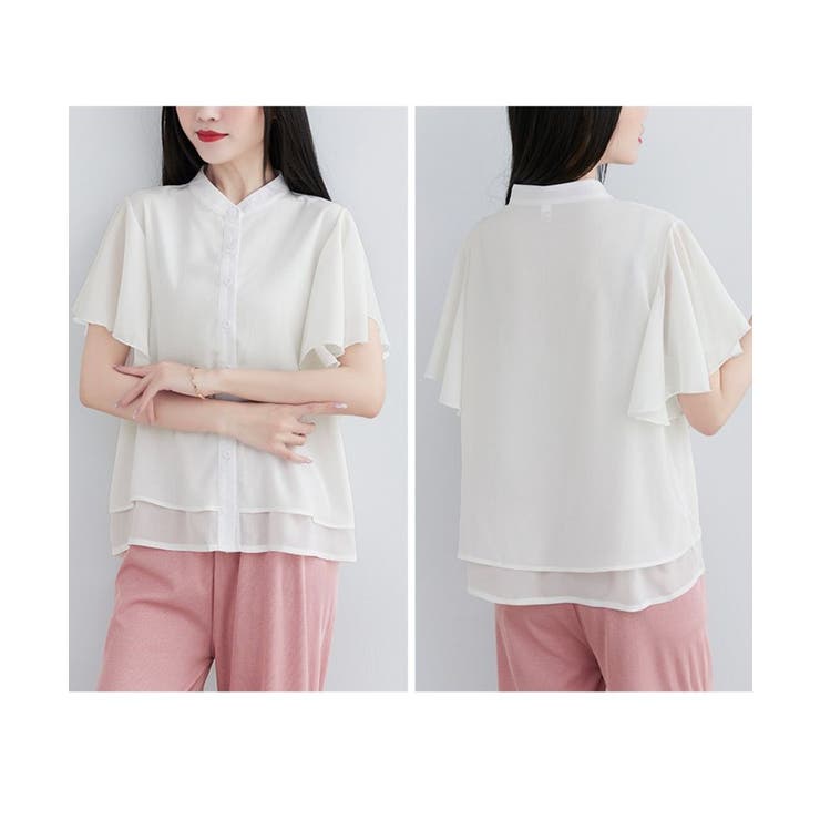 ふんわり感が可愛いフリル袖トップス 半袖 フロントボタン | maison de LATIR | 詳細画像10 