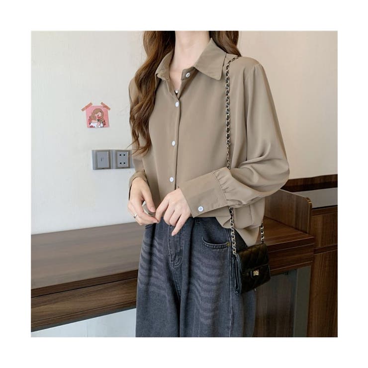 ルーズシルエットがオシャレなカラーシフォンシャツ 冬 シャツ | maison de LATIR | 詳細画像3 