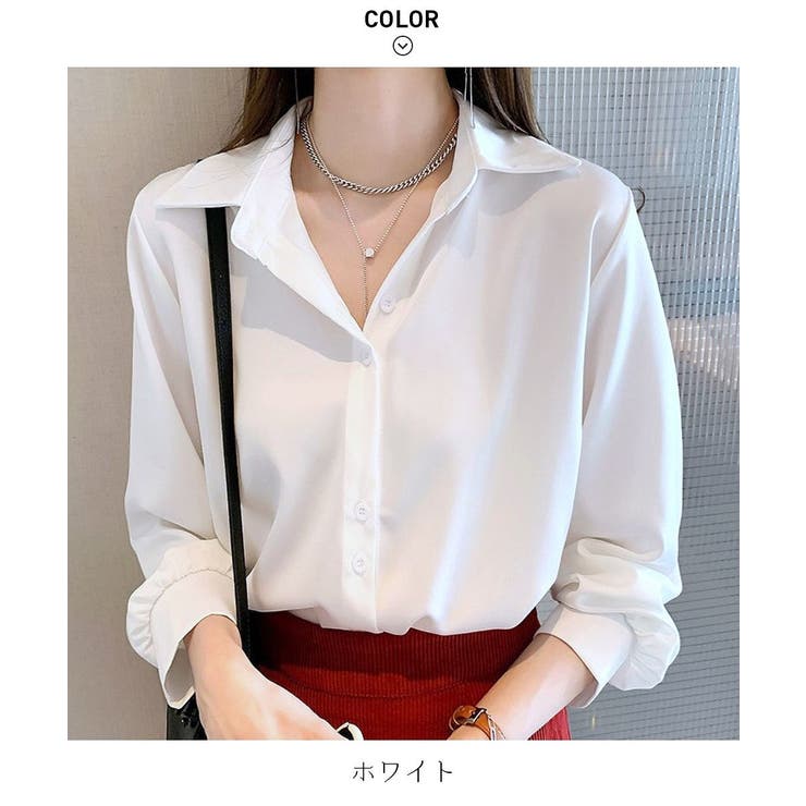 幅広い着こなしが楽しめるシンプルボタンデザインシャツ 秋 無地 | maison de LATIR | 詳細画像15 