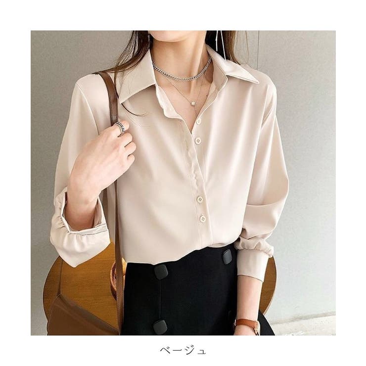 幅広い着こなしが楽しめるシンプルボタンデザインシャツ 秋 無地 | maison de LATIR | 詳細画像16 