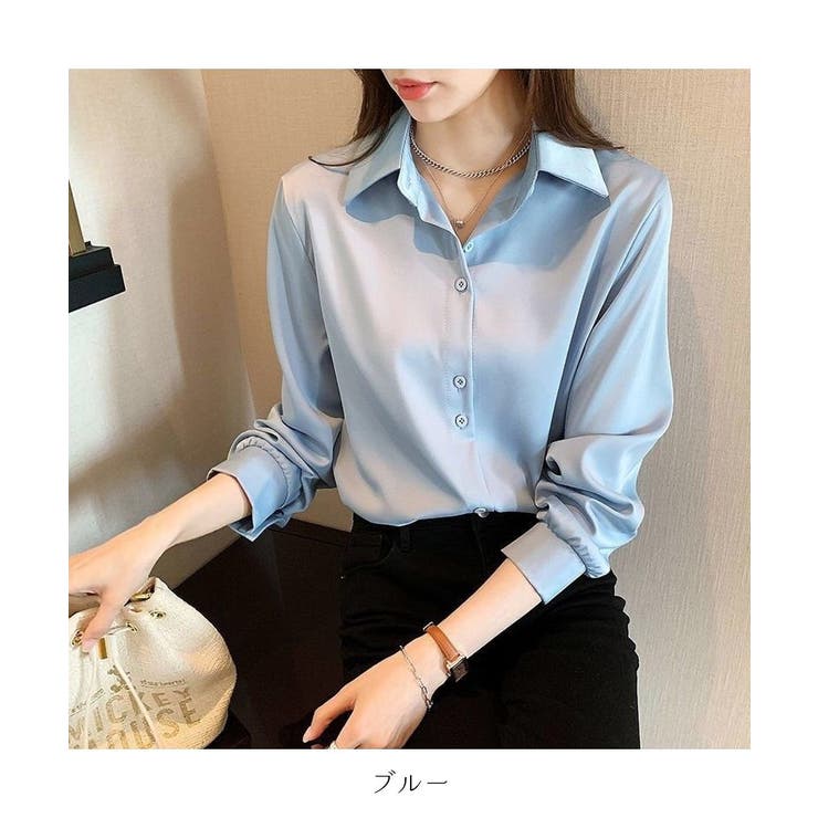 幅広い着こなしが楽しめるシンプルボタンデザインシャツ 秋 無地 | maison de LATIR | 詳細画像18 