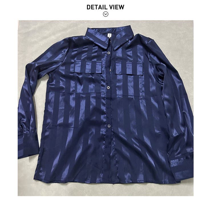 光沢感が上品なストライプデザイン長袖シャツ 秋 縦縞 | maison de LATIR | 詳細画像9 