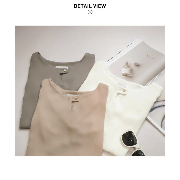 きれいめコーデと相性抜群のとろみスリットネックブラウス 上品 フレアスリーブ | maison de LATIR | 詳細画像8 