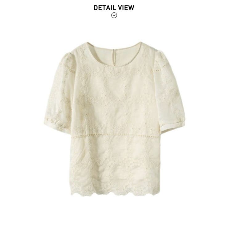 程よい透け感が上品なスカラップ刺繍花柄ブラウス シフォンシャツ 春 | maison de LATIR | 詳細画像4 