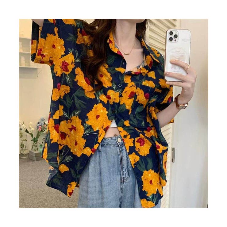 個性を思い切り楽しめる花柄プリント半袖シャツ ブラウス 前開き | maison de LATIR | 詳細画像2 