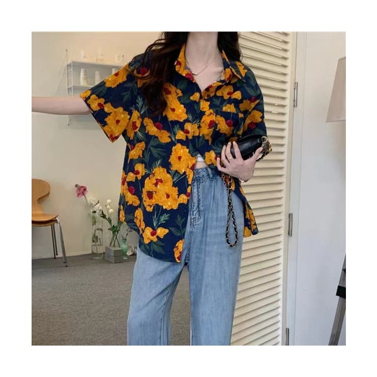 個性を思い切り楽しめる花柄プリント半袖シャツ ブラウス 前開き | maison de LATIR | 詳細画像4 